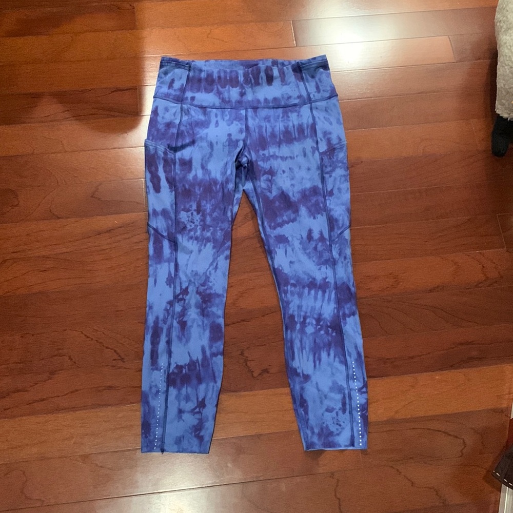 Lululemon Fast and Free Leggings 7/8 Game Day Blue Multi Reflective